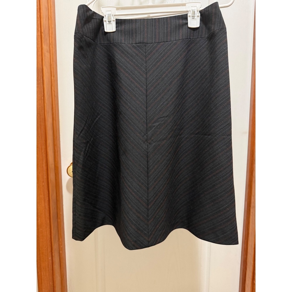 Antonio Melani Grey Pinstripe A-Line Knee Length Career Skirt Womens 8 - Picture 1 of 5